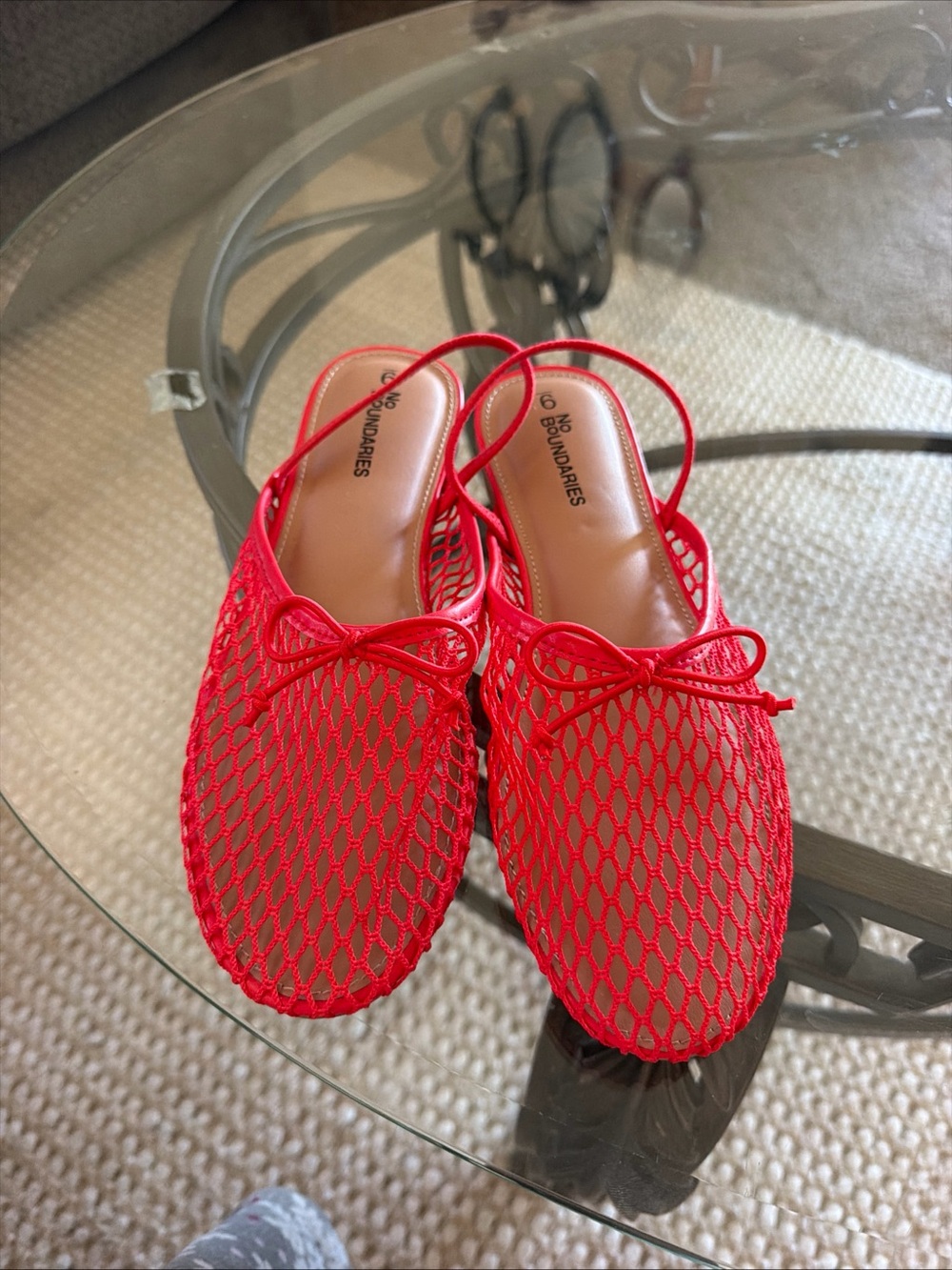 No Boundaries Bright Orange Red Mesh Slingback Mules 9